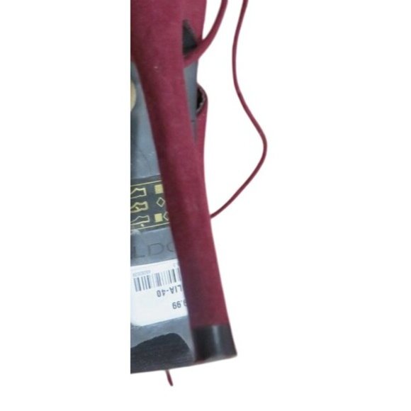 ALDO Nulia Maroon micro suede peep toe ankle boots booties heels size 7 - Picture 11 of 15